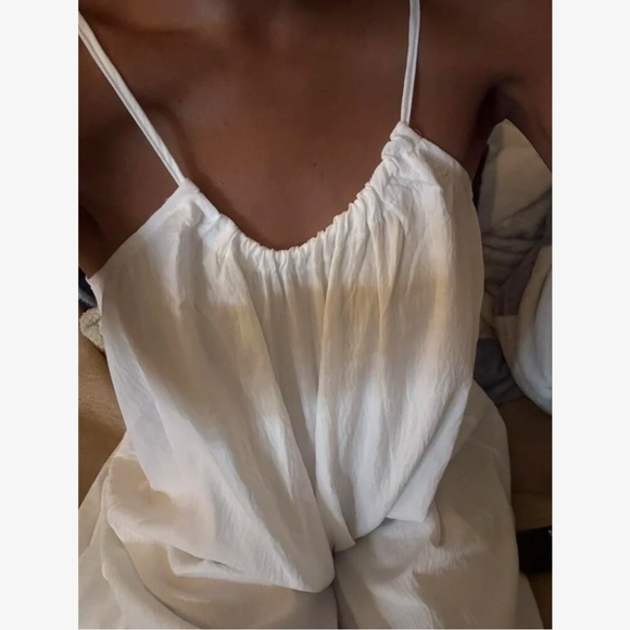 Loose Fitting White Backless Drawstring Cami Long Maxi Dress - Picture 7 of 10